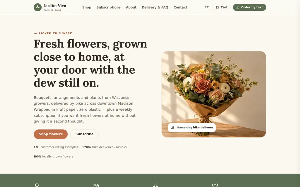 Jardim Vivo flower shop sample site